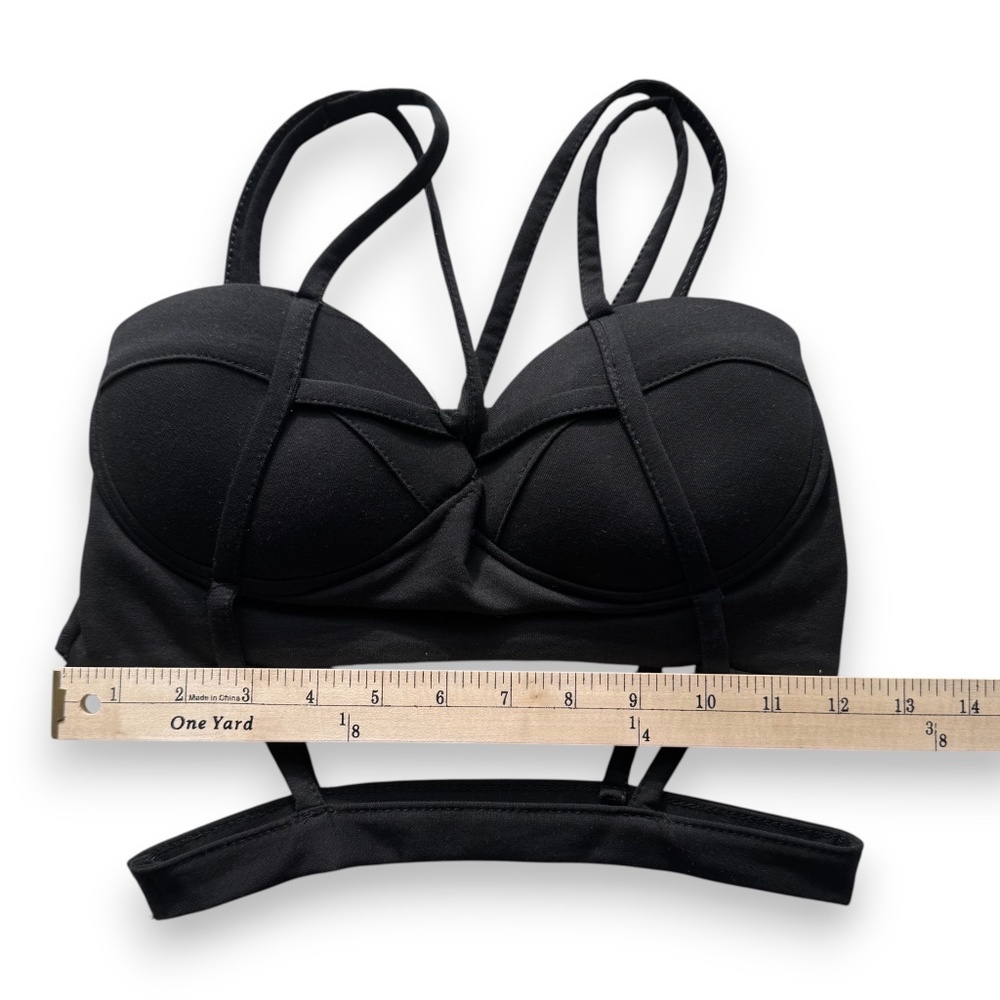 SHENMIN Black Strappy Bustier Bralette Crop Top - Picture 5 of 7